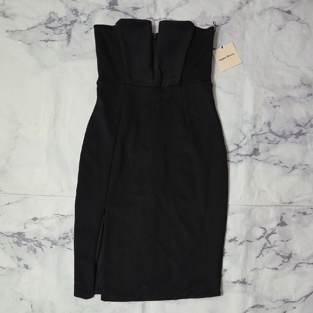 Superdown Elegant Black Strapless Mini Dress